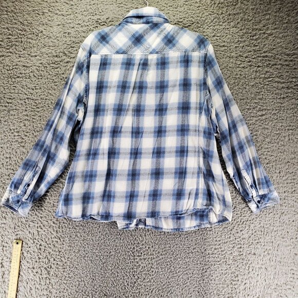 Great Northwest Indigo Top Women’s 3X Blue Plaid Flannel Button-Up Classic Colla - Picture 7 of 8